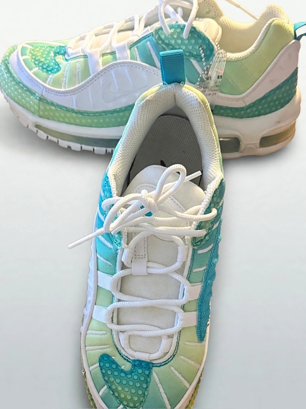 Nike White and Teal Athletic Shoes